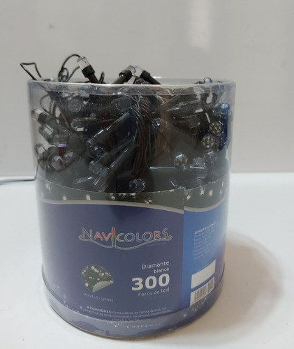 Imagen 3 de 5 de Serie Navideña 300 Luces Led Foco Diamante Blanco Cable Verd