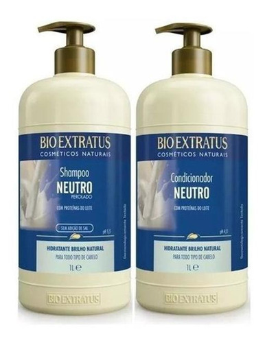  Kit Neutro Shampoo + Condicionador 1 Litro Bio Extratus