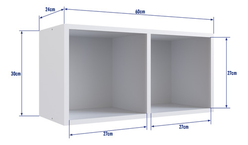 Nicho Duplo Parede 60cm Organização Multiuso Infantil Branco