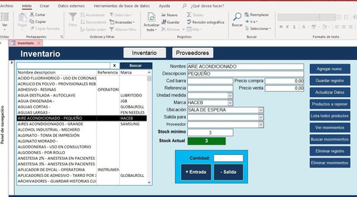 Programa Control De Inventario, Entradas, Salidas Y Stock