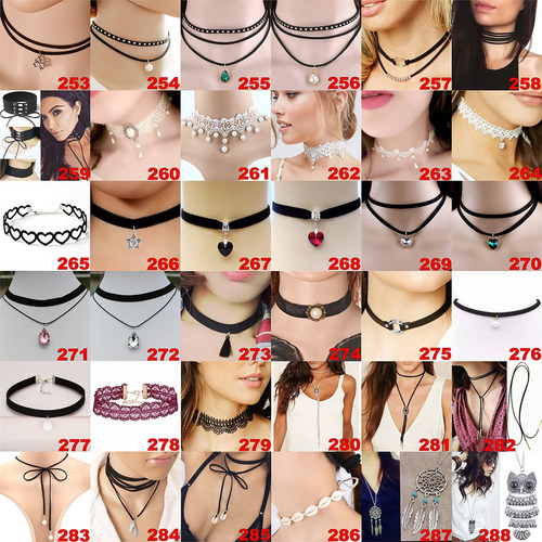 Choker Gargantilha Colar Renda Artesanal Preta Pingentes