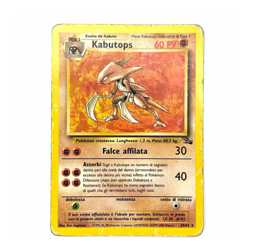 Kabutops 24/62 - Carta Original De Pokémon Fossil 2000