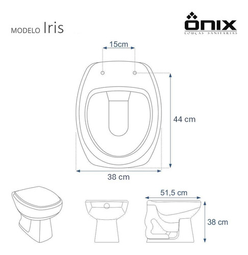 Assento Sanitário Poliéster Iris Branco Para Vaso Onix