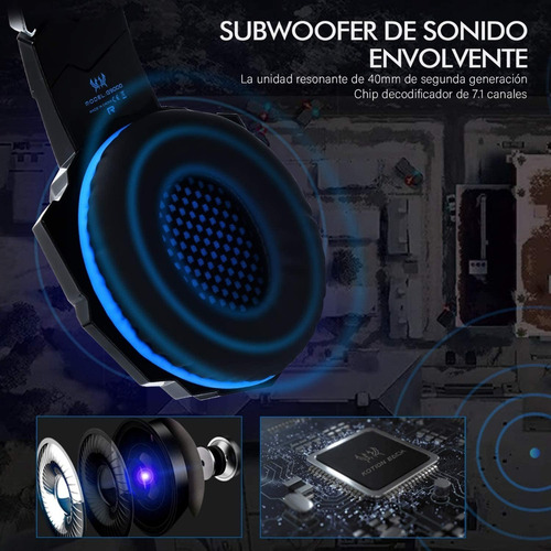 Imagen 5 de 7 de Auriculares Gamer Kotion Each G9000 C/ Micrófono Y Luces Led