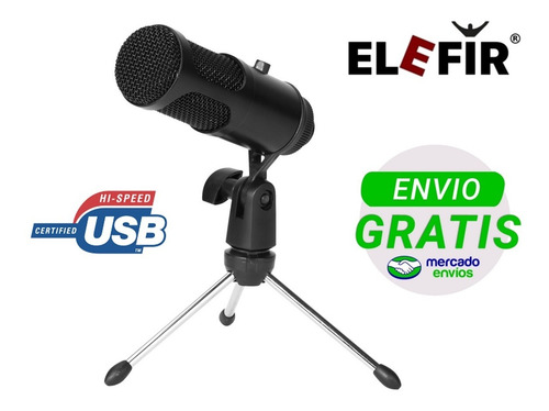 Imagen 5 de 10 de Microfono Condenser Usb Elefir At2020 Tripode Pc Mac Premium