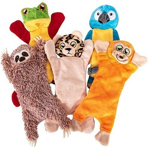 Pack 5 Animalitos De La Selva Peluche Para Perro Sin Relleno