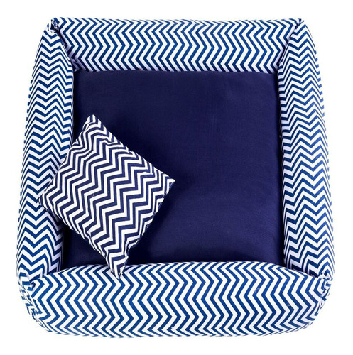 Cama Pet Média Top Simples 50x50x15 Cm + 1 Almofada 25x30 Cm Cor Criative Azul