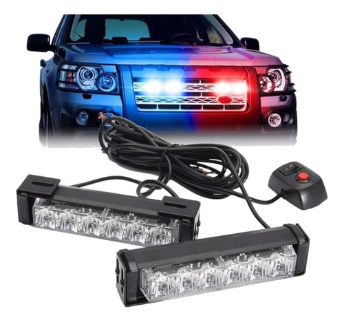 Luces Led  Policiales Federal Panel Azul Y Panel Rojo 6led 