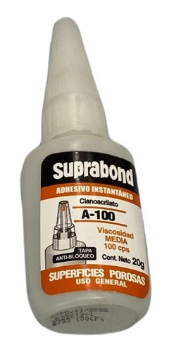 Cianoacrilato Suprabond A40 A100  Plasticos Y Gomas 20g