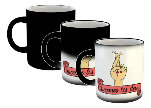Taza Magica Frase Crucemos Los Desos Dedos Cruzando Sign