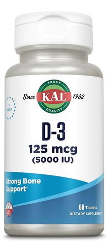 Kal | D-3 | 125mcg/5000 I.u | 60 Tablets 