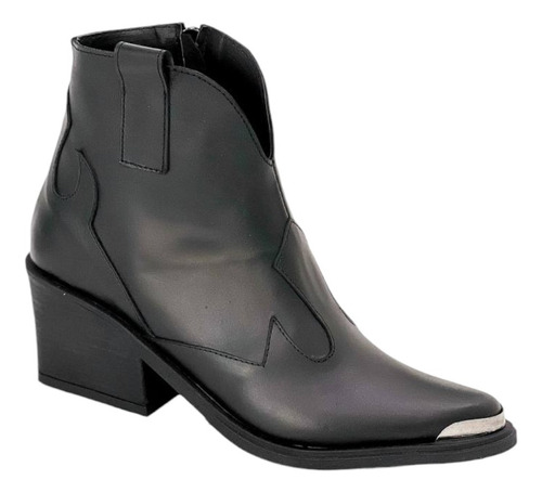 Botas Texanas Caña Corta Puntera Metalica Cuero Mujer