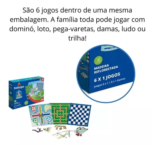 Jogos 6x1 Dama, Xadrez, Ludo, Trilha, Dominó E Pega Vareta