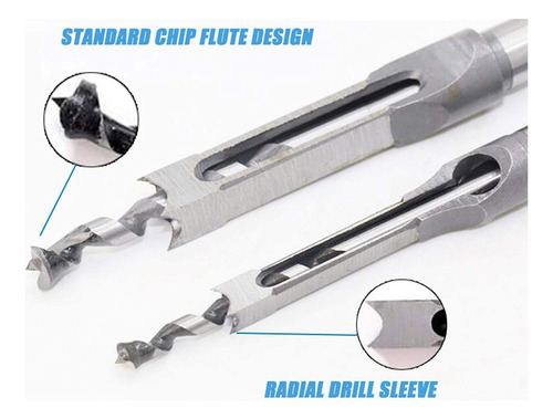 5 Brocas Escareadas Quadradas Chisel Mortise Para Madeira