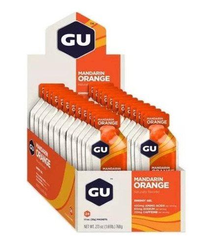 Caja De 24 Geles Gu Mandarin Orange Gel Energético Naranja