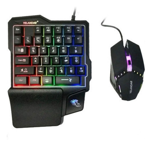 Kit Teclado Mouse Gamer Para Celular Yelandar N3000 Rgb D