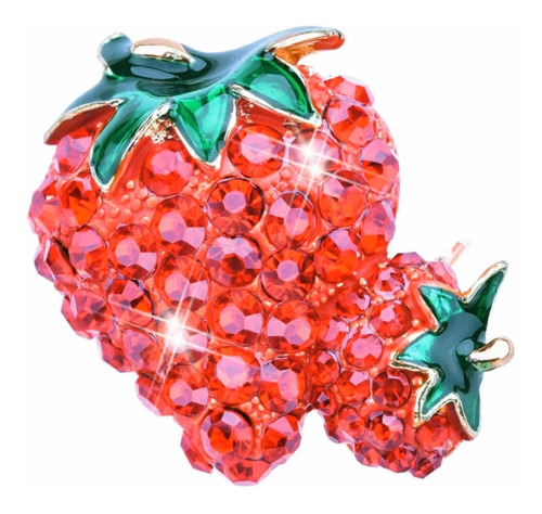 Fresas Rojas Broche Dorado Brilla Hermoso Maestra Elegante