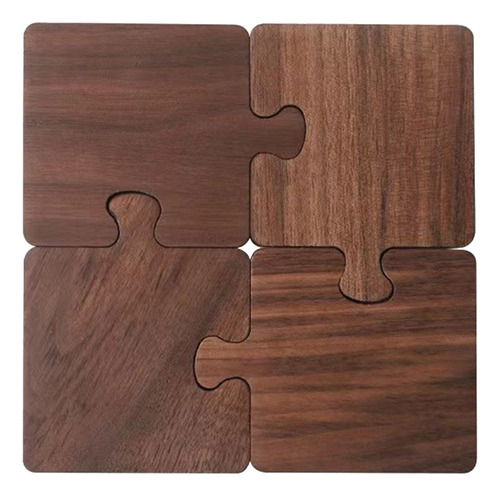 Walnut Dark Wood Coaster Puzzle Splicing Heat Insulation Pla