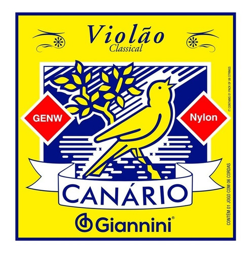 Encordoamento Violão Nylon Canario Giannini Cristal Genw
