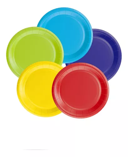 Platos De Plástico Desechables, Coloridos, 60 Piezas