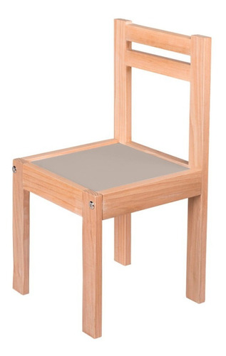 Duduk Silla Infantil De Madera Barnizada Para Niñas Y Niños Color de la estructura de la silla Gris Color del asiento Blanco Ostión