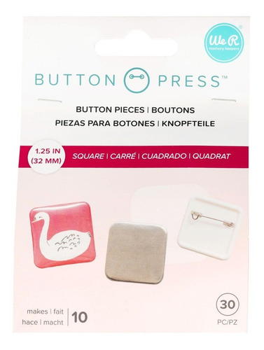 We R Button Press Fotobotones Cuadrados Refill Pack 10 Pkg