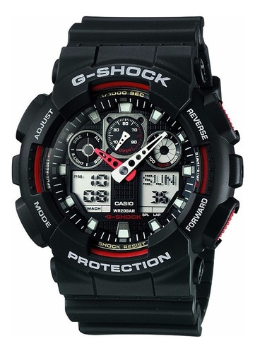 Reloj Casio G Shock Ga-100-1a4 Ag.of Local Barrio Belgrano Color De La Malla Negro Color Del Bisel Negro/rojo Color Del Fondo Negro