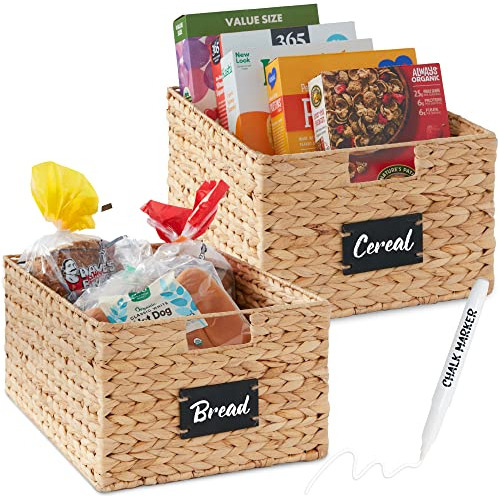 Pantry Baskets Set Of 2 16x12in Hyacinth Storage Basket...