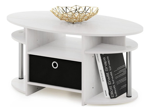 Mesa De Centro Ovalada Con Repositorio, Diseño Simple Jaya