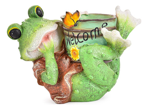 Maceta Para Suculenta Con Estatua De Rana Adorno Jardín