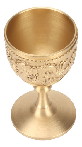 Copa De Vino En Forma De Cáliz Dorado, Estilo Retro En Relie