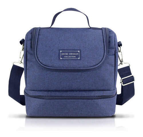 Bolsa Térmica Lancheira Necessaire Concept 2 Andares Cor Azul