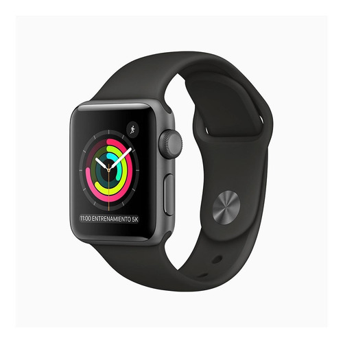 Imagen 1 de 6 de Apple Watch  Series 3 (GPS) - Caja de aluminio gris espacial de 38 mm - Correa deportiva negro