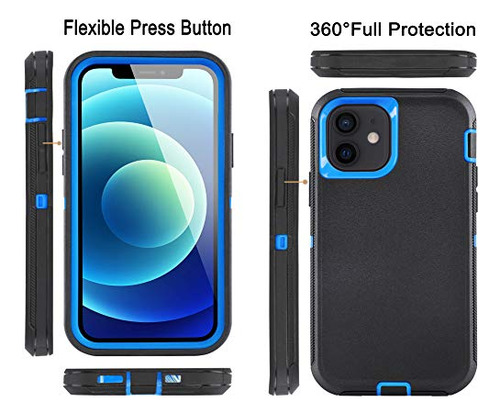 Funda Para iPhone 12/ iPhone 12 Pro Negro Azul 6.1 PuLG Uso