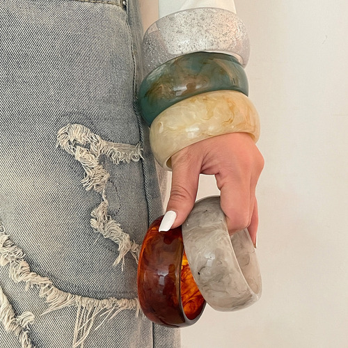 Pulsera Ancha Y Gruesa De Resina Bohemia Para Joyas De Fiest