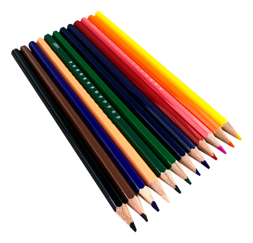 Caixa De Lapis De Cor Com 12 Cores Sextavado Bic Madeira Marcação Colorido
