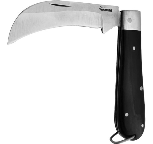 Canivete Britola Foice Bolso Aço Inox 420 Clip Cabo Chifre