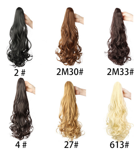 Extensiones De Coleta Onduladas Con Clip De Garra Grande Color Negro