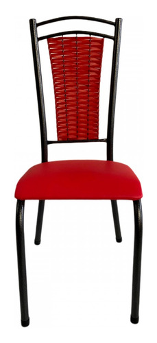 Cadeira Paris Preto Craquelado Assento Vermelho 3015 - Wj
