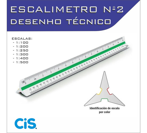 Escalímetro Régua Triangular Plástico 30 Cm N° 2 Cis - Fenix