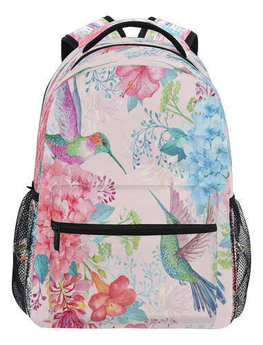 Blueangle Mochila Con Estampado De Colibries Y Flores Tropic