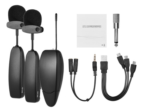 F Sistema De Micrófono Inalámbrico Uhf 2 Transmisor Y 1 Rece
