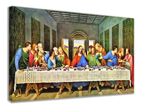 Quadro Jesus Santa Ceia Decoração Para Sala De Jantar Copa Cor Borda Infinita Cor da armação Borda Infinita