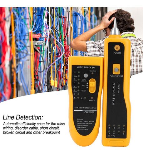Imagen 5 de 5 de Tester Red Lan Rj45 Wire Tracker Buscador Cable Rj11 Cat5