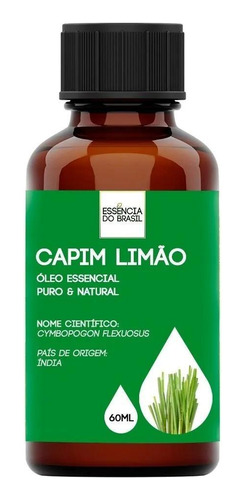 Óleo Essencial Capim Limão 60ml - Puro E Natural