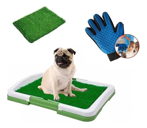 Baño Para Mascotas + Repuesto De Grass + Guante Removedor