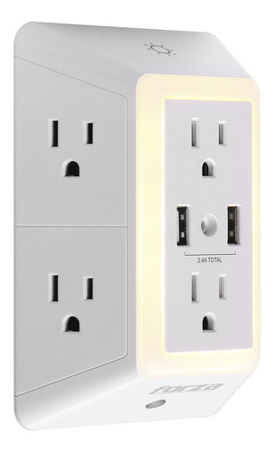 Imagen 1 de 4 de Protector De Voltaje Forza Fwt-6201 6 Tomas 120v + 2 Usb Luz
