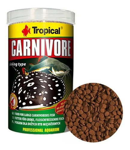 Ração Tropical Carnivore 600g Carnívoros De Fundo