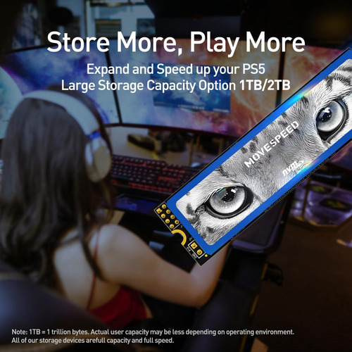 Disco Solido Move Speed, Para Ps5 1 Tb C/disipador De Calor