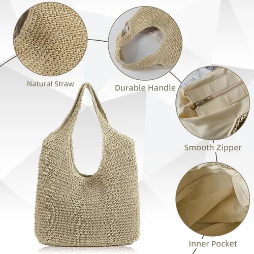Bolso Playero Otikwio De Paja Para Mujer